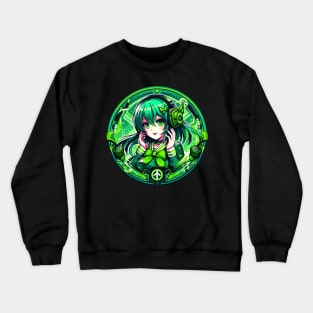 Green eco friendly nature lover gamer girl Crewneck Sweatshirt